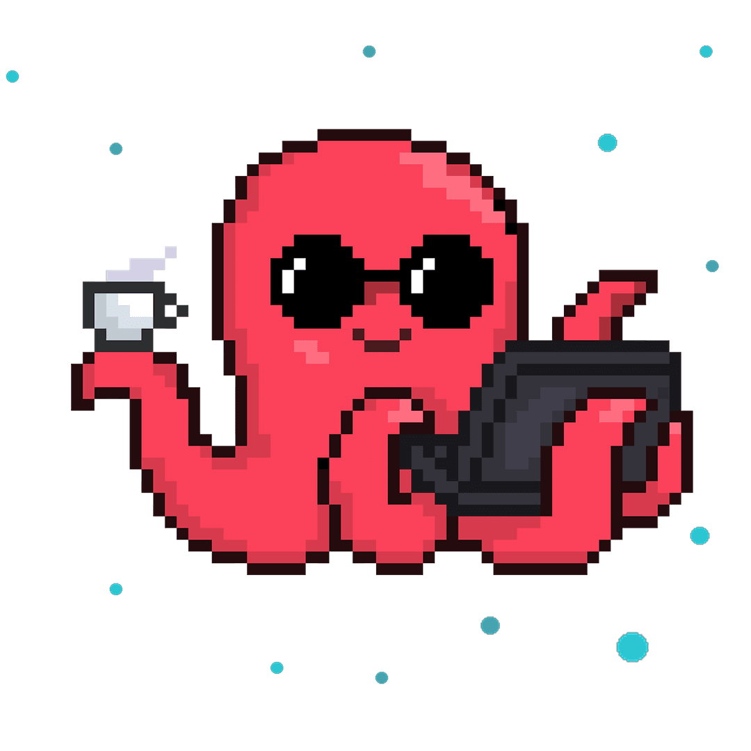 Hero character - Octopus with laptop